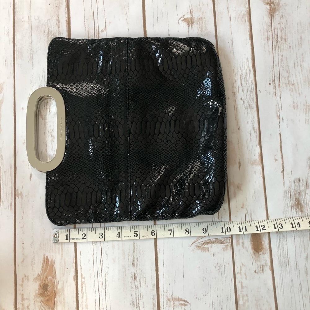 Michael By Michael Kors Black Python Print Clutch - image 4